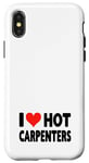 Coque pour iPhone X/XS I Love Hot Carpenters – Cœur – Travail du bois