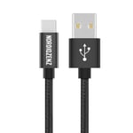 NORDIQZENZ USB-C Tekstiilikaapeli, 20cm, Musta