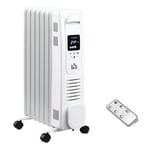 Oil Filled Radiator Space Heater W/3 Heat Settings & Remote Control White