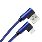 Quick Charge Cable 90 Degrees Type C for Samsung Galaxy S10+ Android Smartphone Universal Charger Connector (Blue)