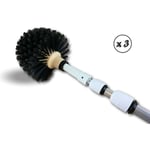 Kibros - Tête de loup balai brosse boule Manche télescopique aluminium - Quantité x 3 - Tête de loup pro manché 5,5 m