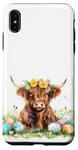 iPhone XS Max Highland Cow Spring Cute Easter Pattern Eggs Floral Flowers Case