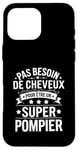 Coque pour iPhone 16 Pro Max Super Pompier Humour Cadeau Pompier Homme Chauve Pompier