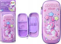 3D Pencil Case Unicorn Fold Out Purple 23X10cm