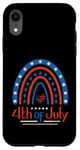 Coque pour iPhone XR 4 juillet 4 juillet arc-en-ciel blanc bleu rouge patriotique