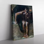 Lucifer Vol.2 By Franz Von Stuck Classic Painting Canvas Wall Art Print Ready to Hang, Framed Picture for Living Room Bedroom Home Office Décor, 76x50 cm (30x20 Inch)