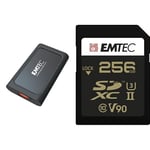 Emtec - Pack création : Disque SSD Externe X210 Elite 1To + Carte SDXC UHS-II U3 V90 SpeedIN Pro+ 256 Go - Pack De 2