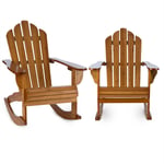 Rushmore Set 2 fauteuils à bascule jardin style Adirondack sapin brun