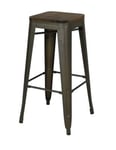 Tabouret de bar style vintage en métal, coloris gris industriel - dimensions 43x43xH77cm