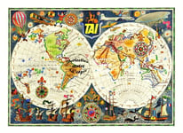 TAI AVION MAPPEMONDE Rf35 - POSTER HQ 45x60cm d'une AFFICHE VINTAGE