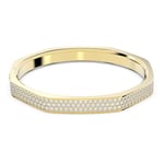 Swarovski Dextera bangle, Octagon shape, Pavé, Large, White, Gold-tone plated