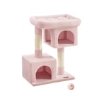 Feandrea - Arbre à chat, Tour de Jeux 84 cm, l, Maison pour Chats jusqu'à 7 kg, Grande Plate-forme, 2 Niches, Griffoir, Rose Bonbon