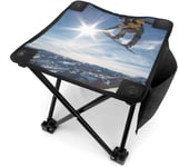 Tabouret de camping Snowboard Jumping Small Camping Stool Fishing Travel Outdoor Folding Stool Portable Oxford Cloth Slacker Stool with Side Pocket for Camping Walking Hunting Hiking Picnic Garden BB