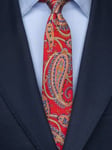 Smal röd paisley slips 100% siden