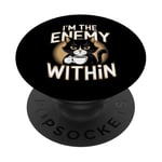 Cat Coffee Lover I'm The Enemy Within Funny Gift PopSockets Adhesive PopGrip