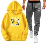 ZGRW 23# Bulls Jordan Basketball Capuche À Capuchon, Set De Piste De Capuche De Basket-Ball, Hommes Basket-Ball Ventilateurs Fashion Sport Format Ensemble De Vêtements Yellow-XXXL