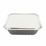 50 x Aluminium Foil Containers & Lids Size 2 Trays Tray Takeaway Silver Chinese