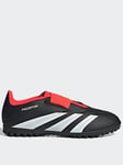 adidas Junior Predator 20.4 Velcro Astro Turf Football Boot - Black/White/Red, Black/White, Size 12