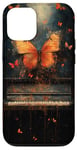 Coque pour iPhone 13 Pro Musique Piano Papillon Design Amateur De Piano Musicien