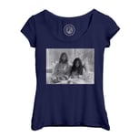 T-Shirt Femme Col Echancré John Lennon Yoko Ono Vintage Noir & Blanc 70's