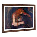 Big Box Art Framed Print of Edvard Munch The Vampire Design | Wall Art Picture | Home Decor for Kitchen, Living, Dining Room, Bedroom, Hallway, Office, Walnut, A2 / 24.5x18 Inch / 62x45cm