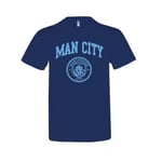 Man City Unisex Adults Navy T Shirt With Team Crest - L