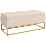 Stoppad Beige Sängbänk med Förvaring 110x44x49 cm