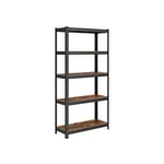 Hyllplan, 30 x 75 x 150 cm, 650 kg lastkapacitet (130 kg per hyllplan), industriella, justerbara förvaringshyllor, för vardagsrum, kök, garage, rusti