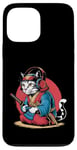 Coque pour iPhone 13 Pro Max Japon Kawaii Cat Samurai Casque Casque Manette de Jeu Vidéo