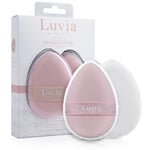 Luvia Lot de 2 pompons à poudre double face avec élastique réversible, idéal pour les textures liquides et poudrées, pompons cosmétiques en blanc et rose, pour une finition impeccable