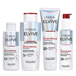 L’Oreal Paris Elvive Bond Repair Hero Set for Damaged Hair, Pre-Shampoo Treatment 200ml, Shampoo 200ml, Conditioner 150ml, Leave-In Serum 150ml, Intensive Repair Treatment, Rebuild Broken Hair