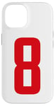 iPhone 14 Number 8 in Red printed both sides Case