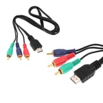 Black Flat Multi Out Adapter Video Audio AV Cable HDMI Male To 3 RCA VGA Cord