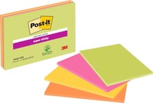 Post-it Super Sticky Large Notes, Pack de 4 Blocs, 45 Feuilles par Bloc, 152 mm x 101 mm, Vert, Jaune, Orange, Rose Couleurs - Notes Super Adhésives pour Prise de Notes, Listes de Tâches et Rappels