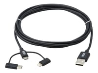 Eaton Tripp Lite Series Universal Usb-A To Lightning, Usb Micro-B And Usb-C Sync/Charge Cable (M/3Xm), Mfi Certified, Black, 6 Ft. (1.8 M) - Lightning-Kabel - Usb Hann Til Micro-Usb Type B, Lightning, 24 Pin Usb-C Hann - 1.8 M - Svart