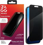 ZAGG InvisibleShield Glass Elite Privacy Anti-Glare protection d'écran en verre trempé pour iPhone 16 et 15 [6.1-pouces], Protection de la vie privée, Résistant aux traces de doigts, aux rayures