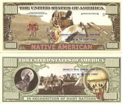 Novelty Dollar Native American Indian Chief Million Dollar Bills X 2