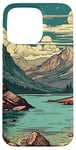 Coque pour iPhone 15 Pro Max Rocky Mountain Lake Vintage Paysage graphique