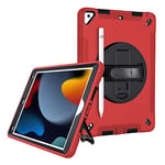 yeliot Étui pour étui de 26,3 cm, iPad 9e/8e/7e génération 2021/2020/2019, Coque Robuste résistante aux Chocs avec Support Rotatif à 360 °, dragonne