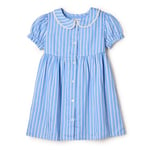 Amazon Essentials x Sofia Grainge Robe en Satin De Coton avec Col Bébé Fille, Bleu Blanc Rayures, 0-3 Mois