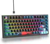 CLAVIER DE JEU MÉCANIQUE FILAIRE 75% REMPLAÇABLE À CHAUD,GASKET CLAVIER RÉTROÉCLAIRÉ RVB,TKL 82 TOUCHES PBT,CLAVIER COMPACT NKRO POUR WINDOWS ORDINATEUR PC GAMER(82 MONSTOR(B))[KEY230631]