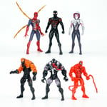 6Pcs Marvel Spider Man Black Red Venom Gwen 7'' Action Figure Model Toys Gift