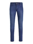 JACK & JONES Men's Slim Fit Blue Jeans Low Rise Button Fastening Denim Pants for Men, Blue Denim, 28W / 30L