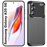 Lemxiee Cover pour Samsung Galaxy A35 5G Coque,Antidérapant Fibre de Carbone + Silicone Flexible Coque pour Samsung Galaxy A35 5G Case