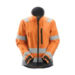 Snickers Workwear AllroundWork varseljacka i softshell, dam, varselklass 2/3 - Varselorange/Stålgrå - L Lång