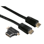 Kabel HDMI Ethernet Adapter 1xHDMI-1xMicro 1xMini Guld 1.5m