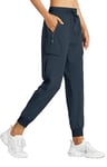 Libin Pantalon de Randonnée Femme Été Jogging Cargo Léger Séchage Rapide Imperméable Montagne Pantalon pour Casual Extérieur Travail, Bleu Marine XS