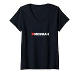 Womens Love Messiah - Heart V-Neck T-Shirt