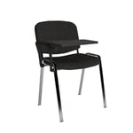 Taurus meeting room chair with chrome frame and writing tablet - charcoal