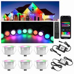 Lot de 6 RGB+IC Spot Encastrable Exterieur-WIFI Ø31mm Spot Led Encastrable Exterieur Dimmable Mini Spot Led Spot Terrasse Exterieur Encastrable, DC12V, étanche IP67, Compatible avec Alexa Google Home